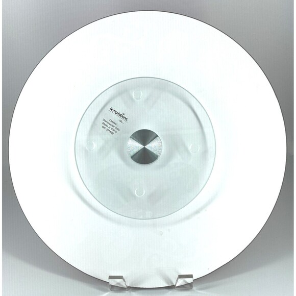 Temptations Lazy Susan Beautiful Rooster Chicken Glass Red & White holiday gift - Picture 2 of 3